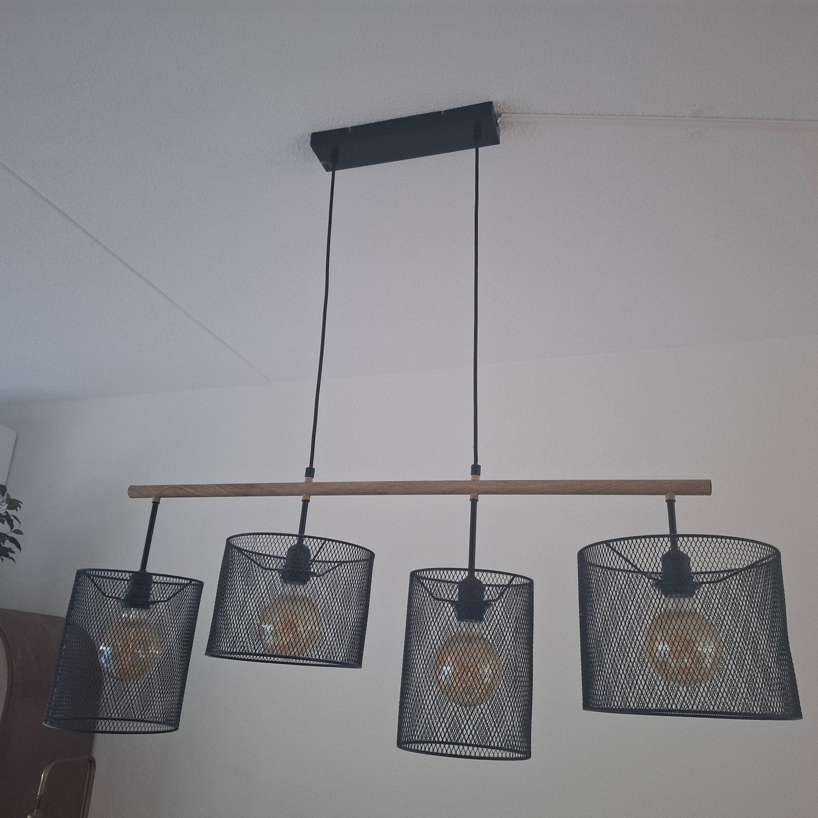 Zwarte Hanglamp 105 cm met 4 Lampen - Industrieel Design, Ophalen, Industrieel, Modern, E27 (groot), Zo goed als nieuw