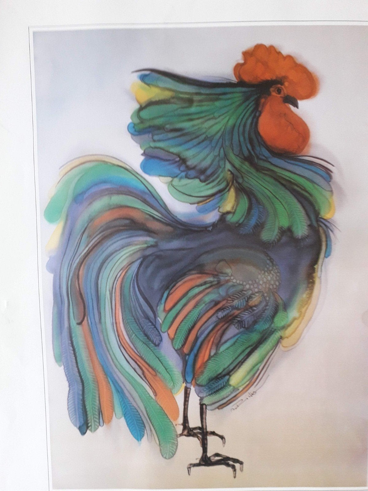 Prachtige Kleurige Haan, Minder dan 50 cm, Ophalen of Verzenden, Zo goed als nieuw, Schilderij
