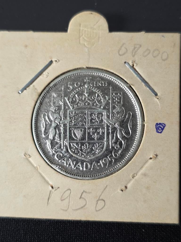 50 cent 1956 Canada, Postzegels en Munten, Verzenden, Noord-Amerika, Losse munt, Zilver