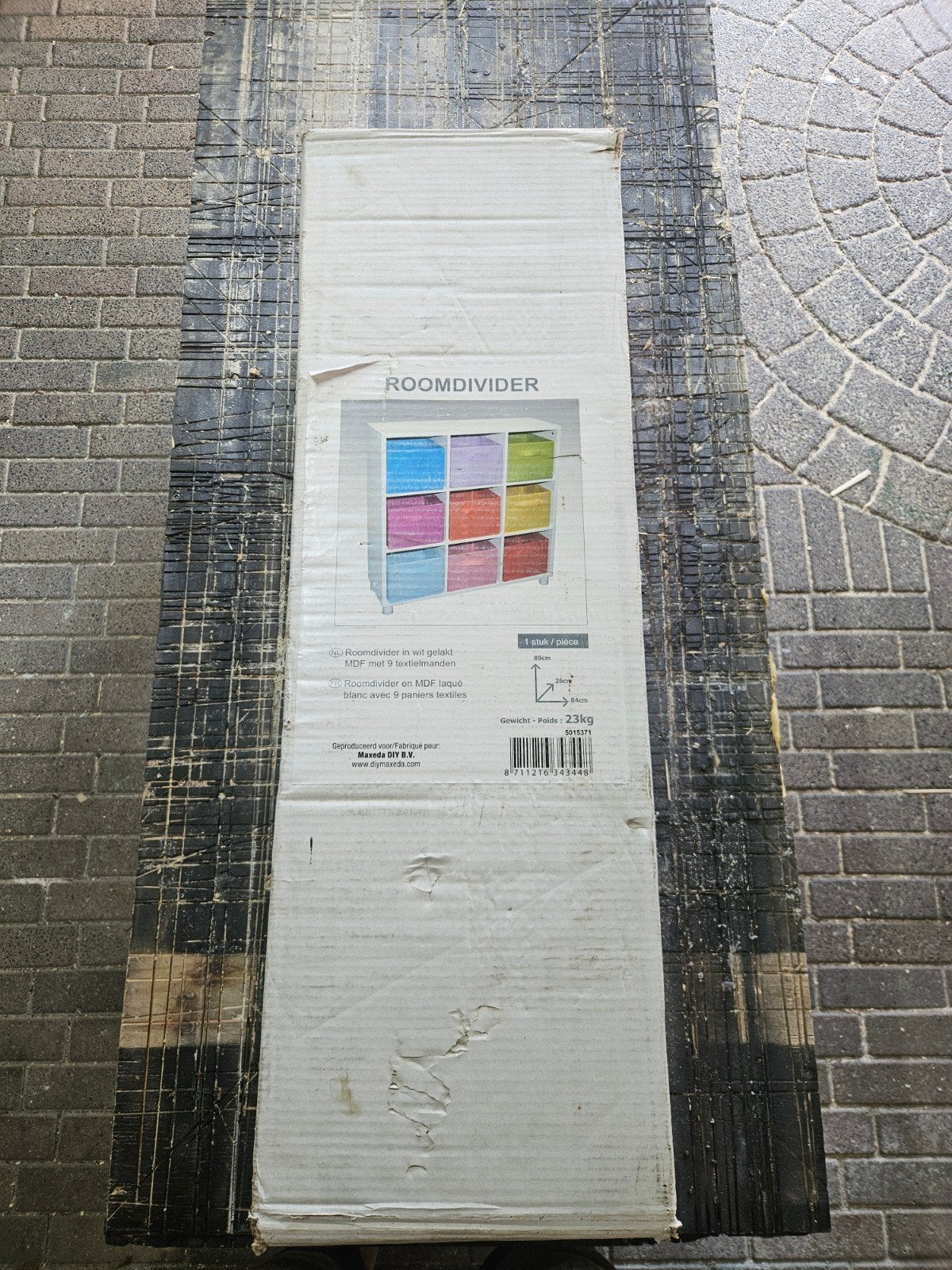 Nieuwe Roomdivider wit gelakt MDF met 9 textielmanden, Ophalen, Nieuw