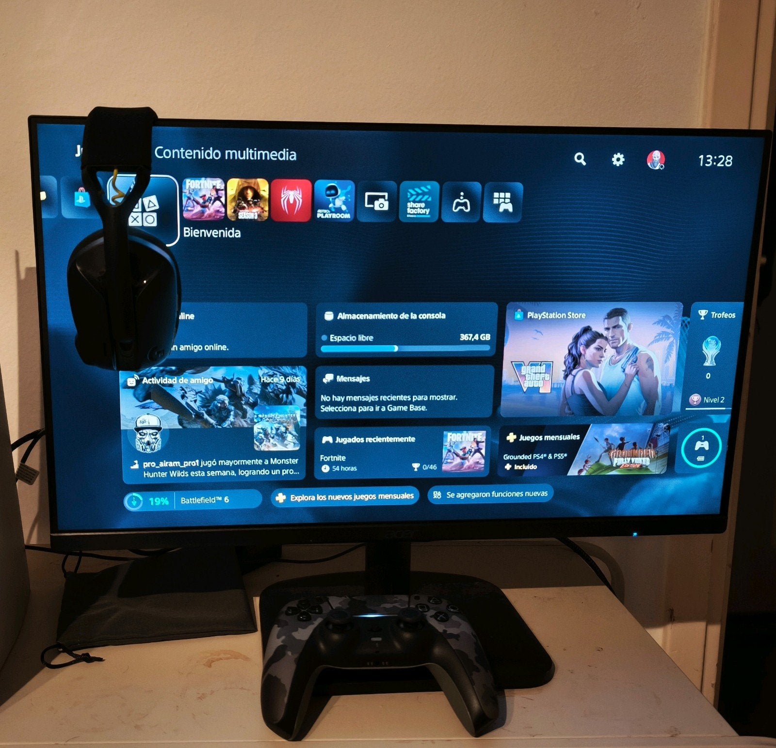 Acer EK241Y Hbi full HD 24 inch, Ophalen, Zo goed als nieuw, Met 1 controller, Original