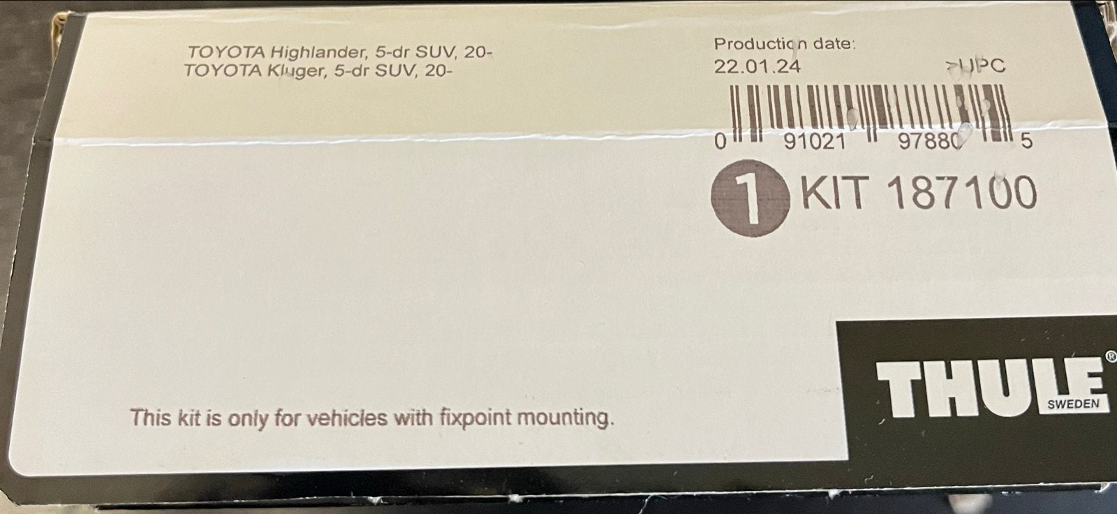 Thule Kit 187100 voor Toyota Highlander/Kluger (20-), Ophalen of Verzenden, Zo goed als nieuw