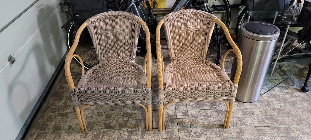 Rotan stoeltjes (2 stuks), Ophalen, Gebruikt, Twee, Bruin