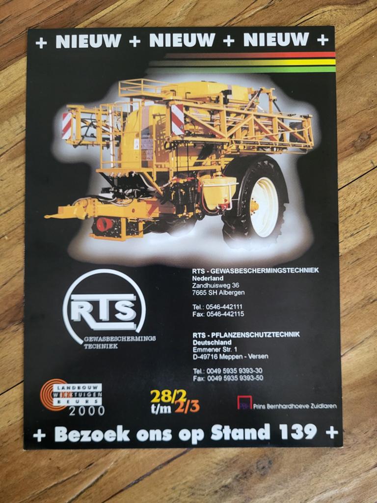 tractor folder RTS gewasbeschermingstechniek, Boeken, Catalogussen en Folders, Ophalen of Verzenden, Zo goed als nieuw, Folder