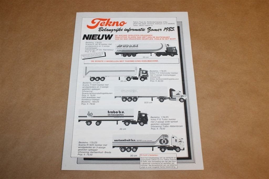 Tekno brochure - Zomer 1985 - Zeldzaam, Antiek en Kunst, Antiek | Speelgoed, Ophalen of Verzenden