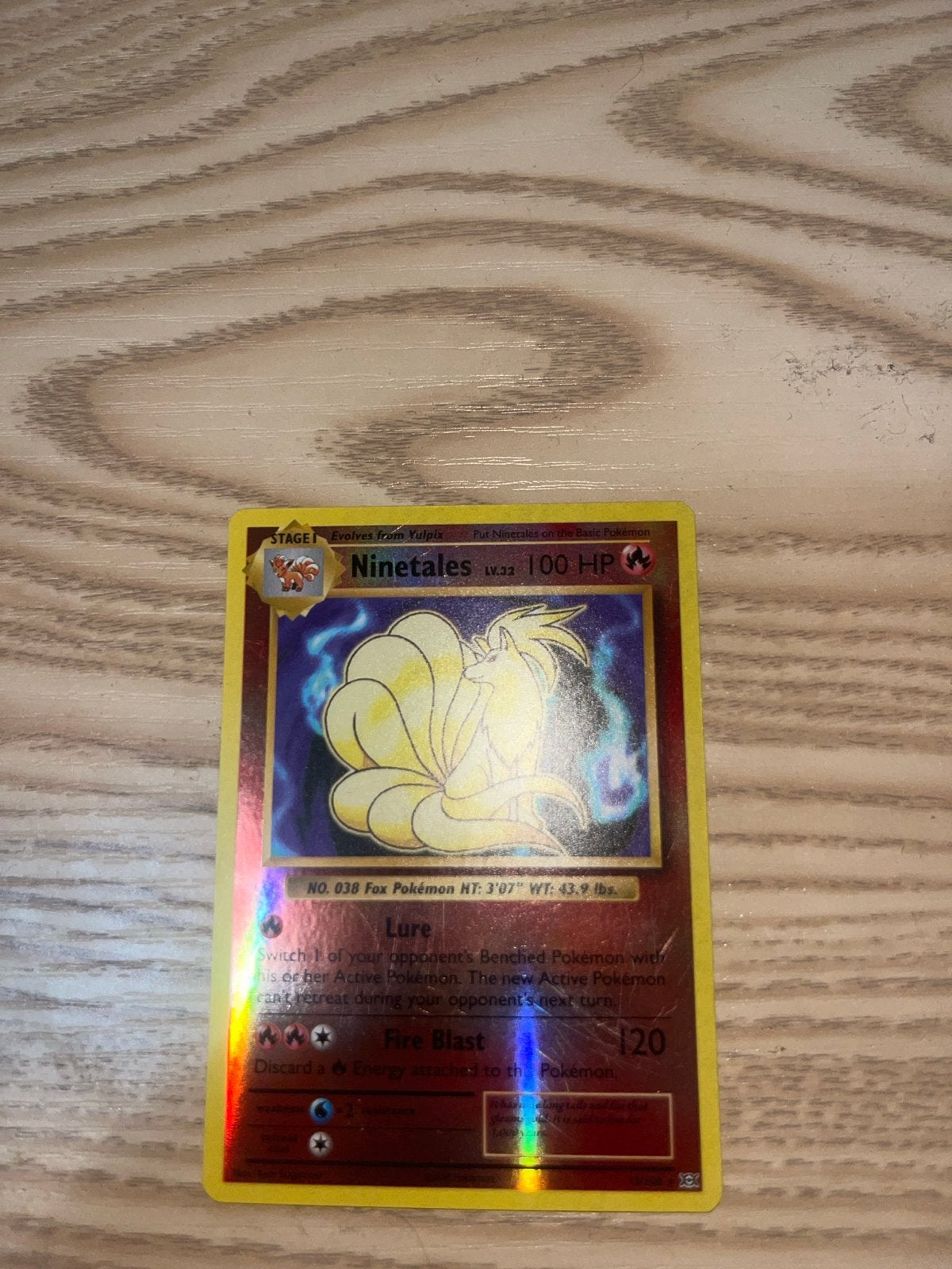 Pokémon Ninetales Holo Foil Kaart - Base Set, Ophalen of Verzenden, Gebruikt, Losse kaart, Foil