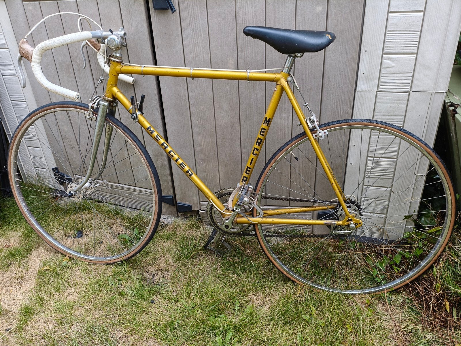schuurvondst: Goudkleurige Mercier vintage racefiets, Ophalen
