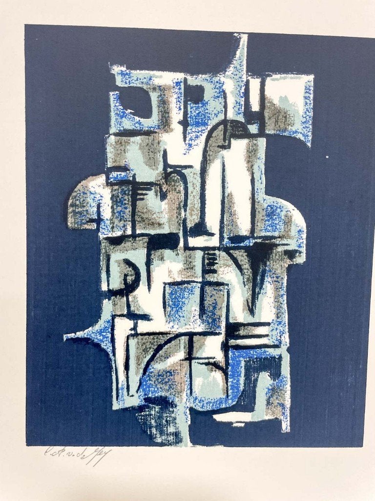 Abstracte zeefdruk van C.A. van der Meij, Antiek en Kunst, Kunst | Litho's en Zeefdrukken, Gesigneerd, Ophalen of Verzenden, Abstract