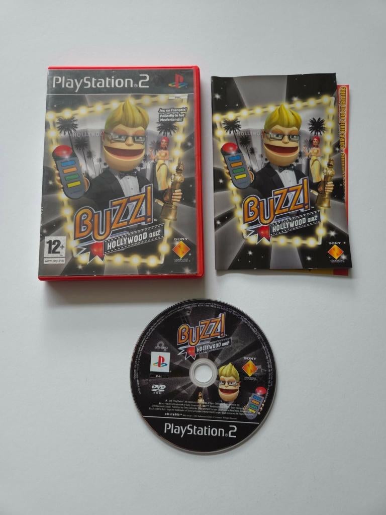Playstation 2 (PS2) - Buzz! Hollywood Quiz, Spelcomputers en Games, Games | Sony PlayStation 2, Muziek, Ophalen of Verzenden, Zo goed als nieuw
