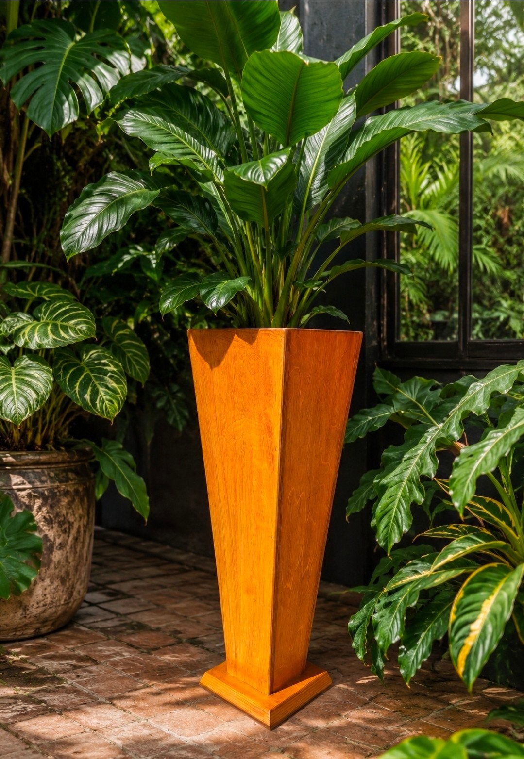 vintage houten plantenbak, standaard, zuil, handgemaakt, Minder dan 30 cm, Vintage, Ophalen of Verzenden, Nvt