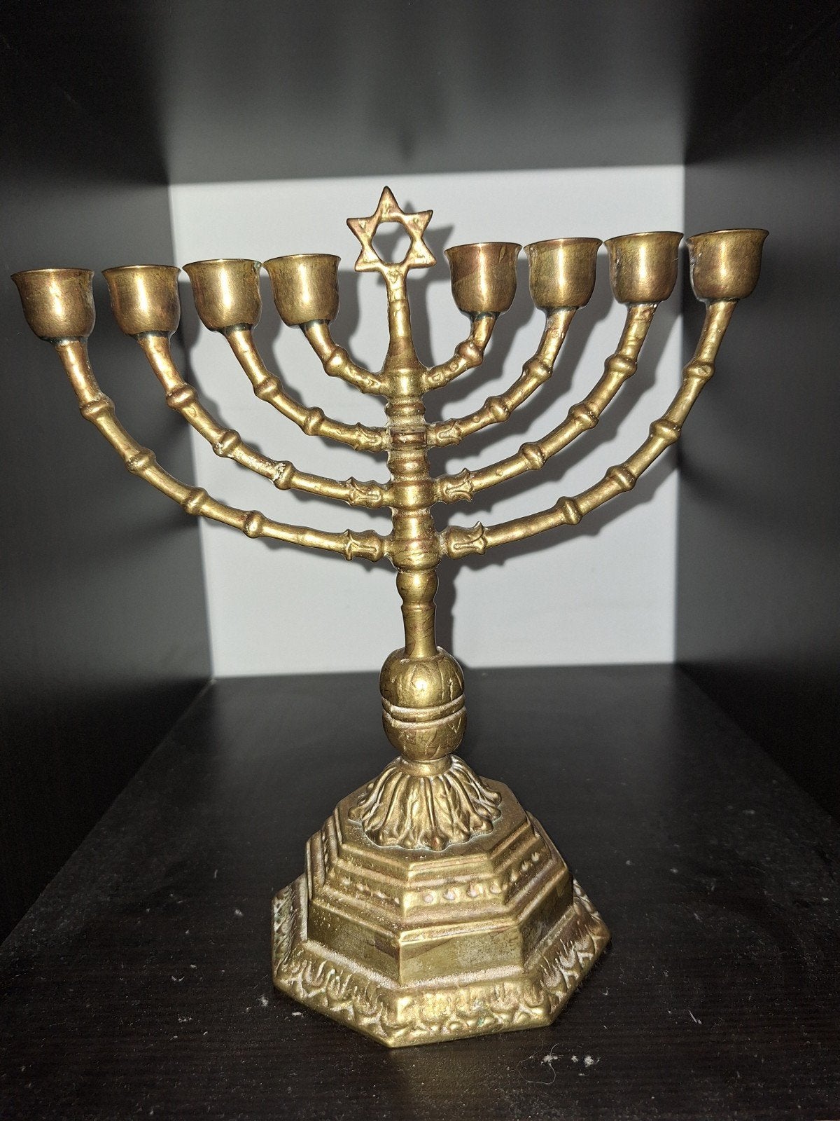 Joodse kaarsen kandelaar brons, Ophalen, Koper of Brons