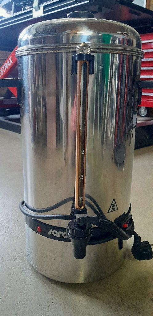RVS percolator koffiemachine 6,75 liter 40, Gebruikt, 10 kopjes of meer, Koffiemachine, Gemalen koffie