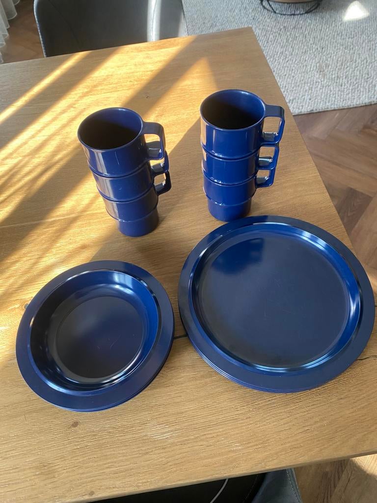 Mepal Rosti borden en bekers blauw, Ophalen of Verzenden, Gebruikt