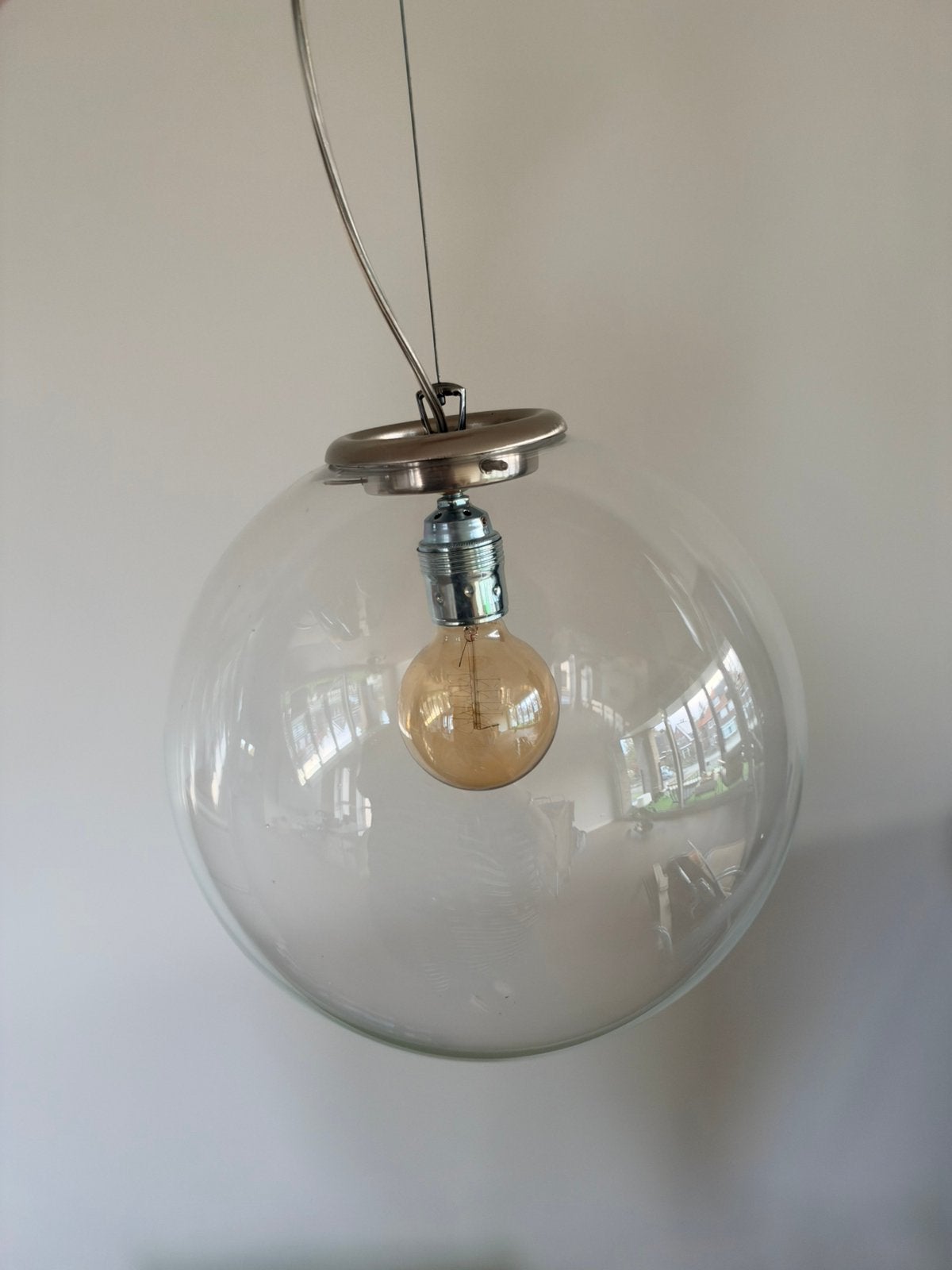 Glazen transparante hanglamp, Ophalen, Gebruikt, Glas, E27 (groot)