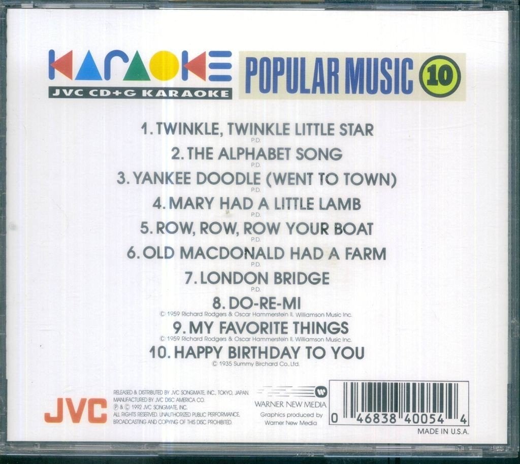cd van Karaoke Popular Music 10 [ jvc CD+G], Verzenden, Zo goed als nieuw