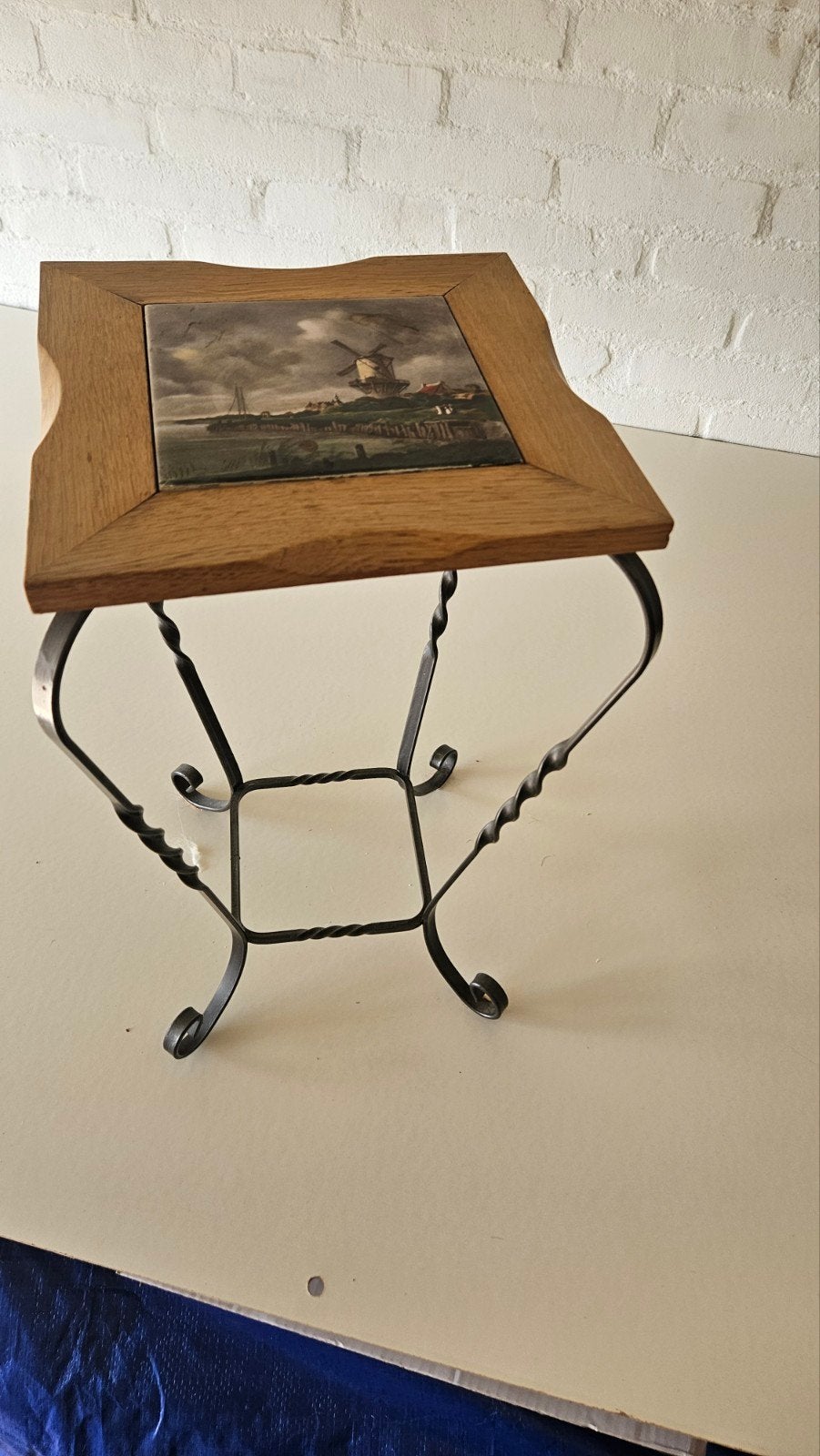 bijzettafel met tegelblad, smeedijzeren onderstel, Ophalen, Minder dan 45 cm, Minder dan 55 cm, Gebruikt