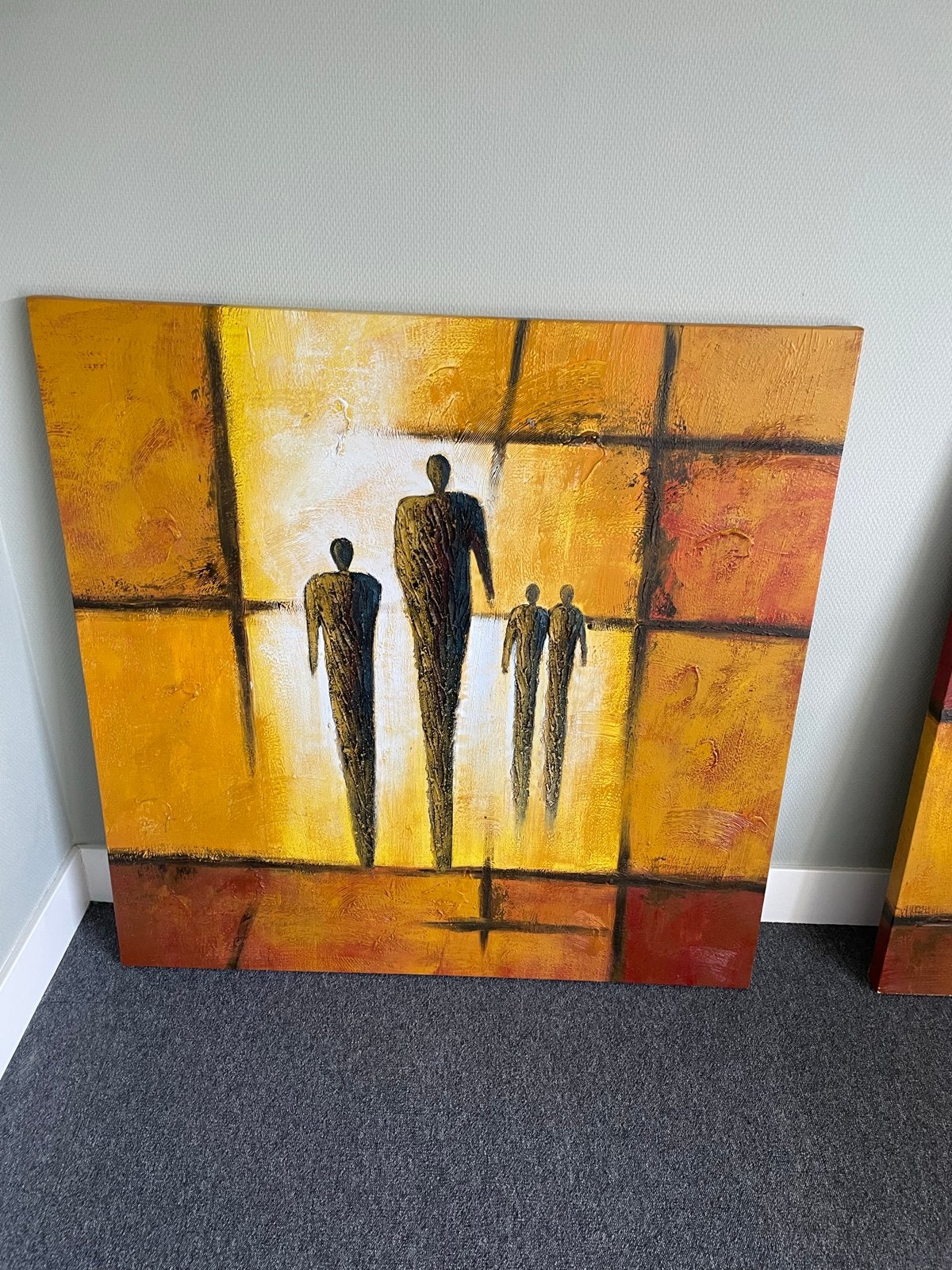 2 mooie Acryl schilderijen op canvasdoek - 100x100 cm, Ophalen