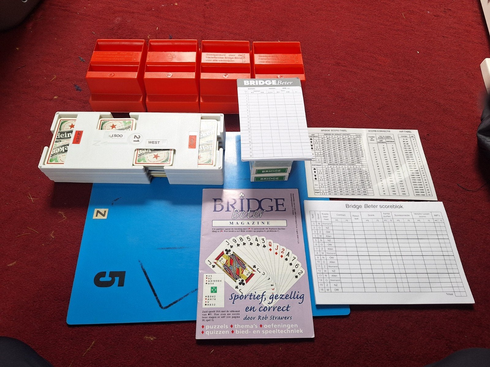 Bridge set met alle toebehoren, Drie of vier spelers, Ophalen of Verzenden, Gebruikt