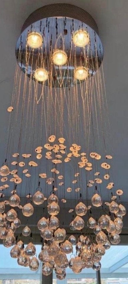 Luxe Swarovski Plafondlamp met Geïntegreerde Spots, Huis en Inrichting, Lampen | Kroonluchters, Ophalen, Zo goed als nieuw, Metaal