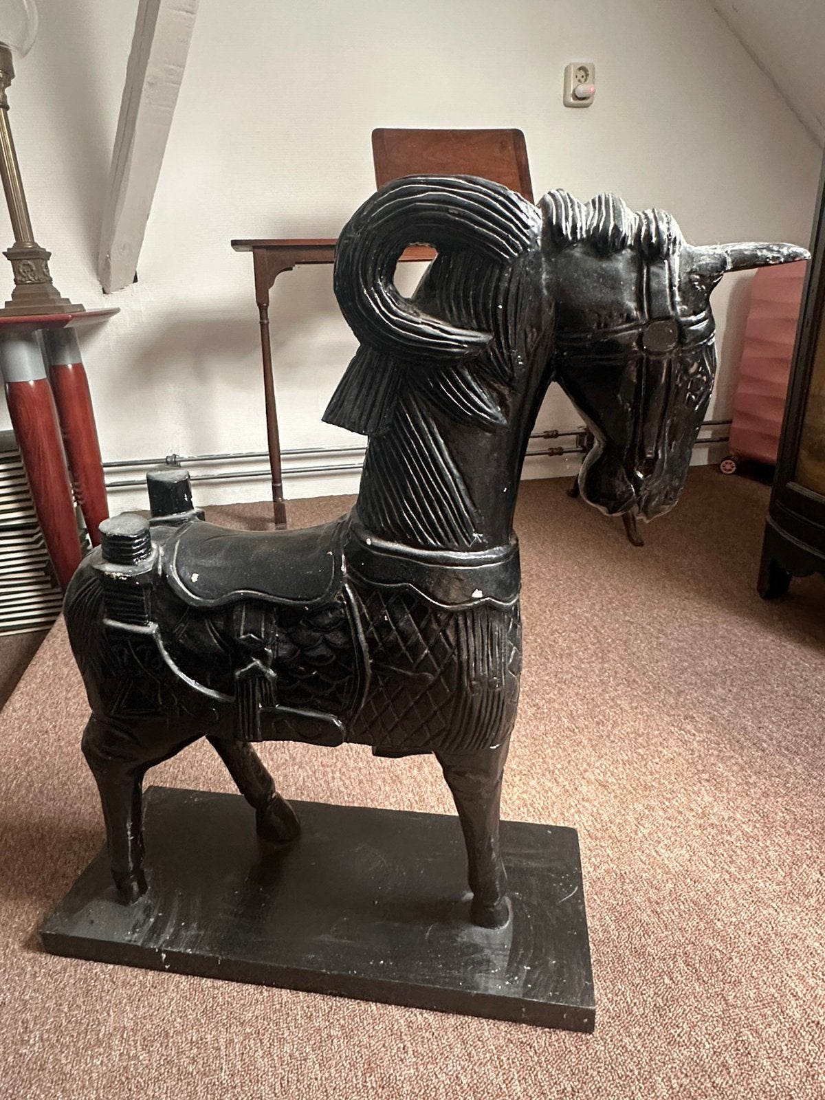 GROOT Houten antiek paard deco of speelgoed paard, Ophalen, Binnen, Gebruikt, Hout