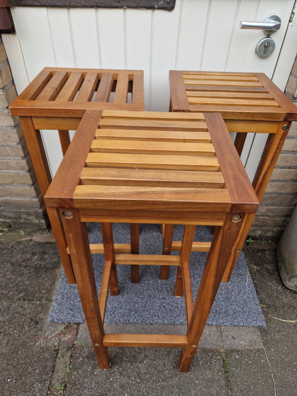 Barkrukken hout, Huis en Inrichting, Ophalen, Gebruikt, 60 tot 90 cm, 3 krukken