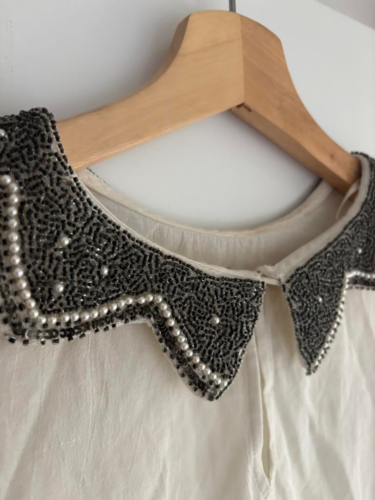Zara witte top met opvallende kraag, kraaltjeskraag maat S/M, Ophalen of Verzenden, Nieuw, Maat 36 (S), Wit