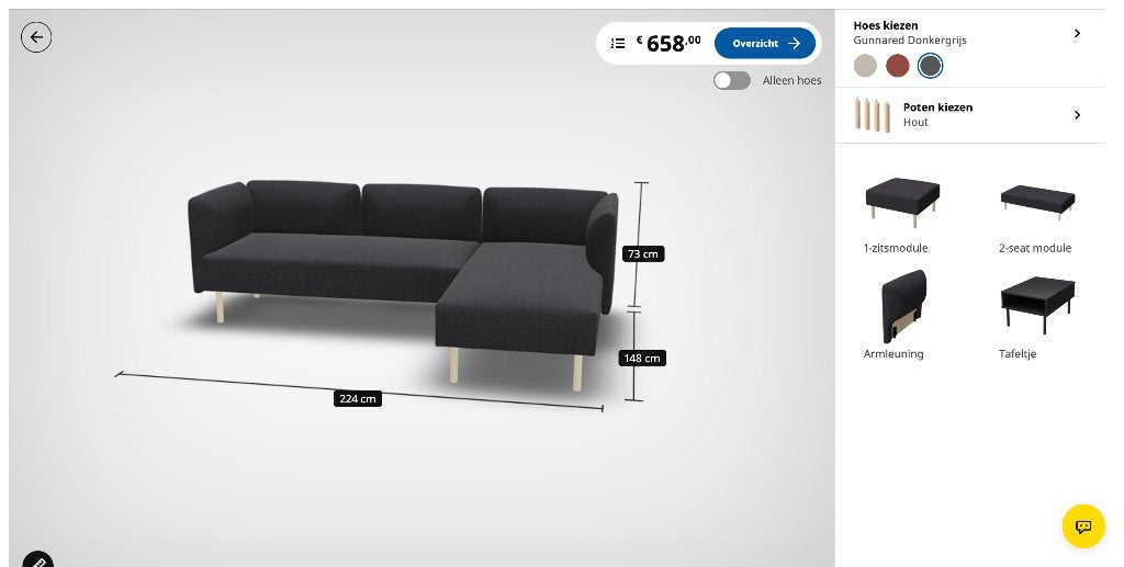 IKEA bank lillehem, Ophalen, Hout, Gebruikt, Hoekbank