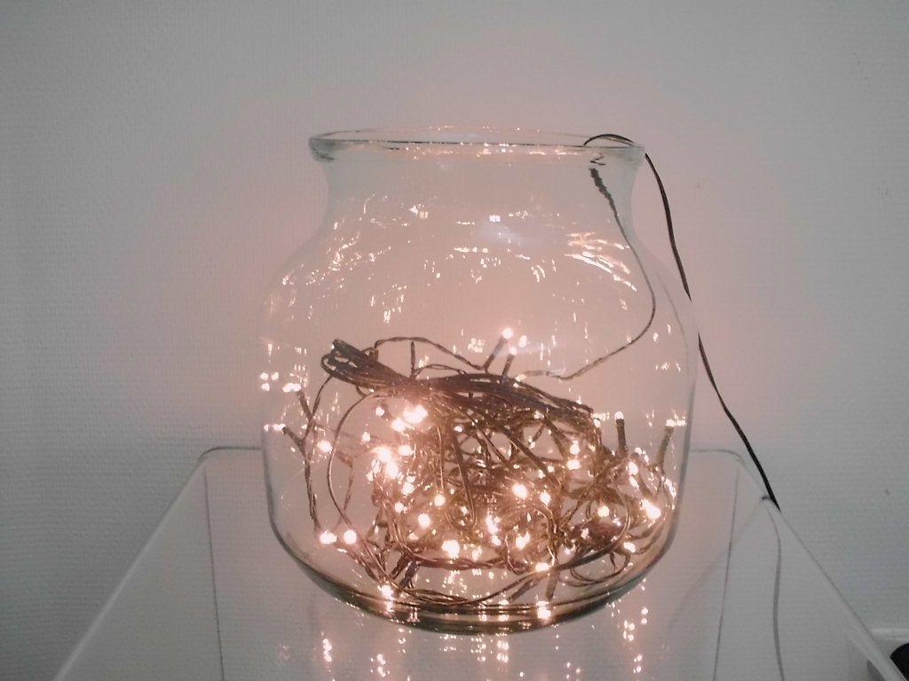 1 x retro glazen vaas met led lampjes snoer, een warme gloed, Ophalen, Huis en Inrichting