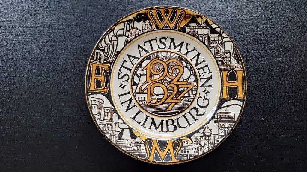 Mooi bord 25 jaar Staatmijnen in Limburg 1902 - 1927, Ophalen of Verzenden