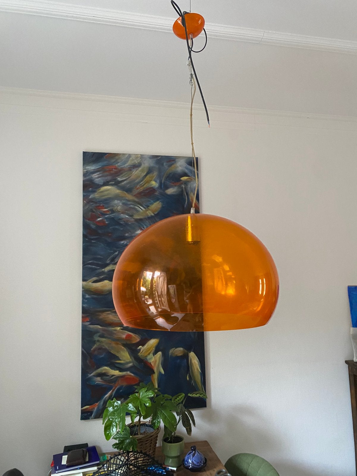 Kartell big FL/Y hanglamp oranje, Ophalen, Gebruikt, Kunststof