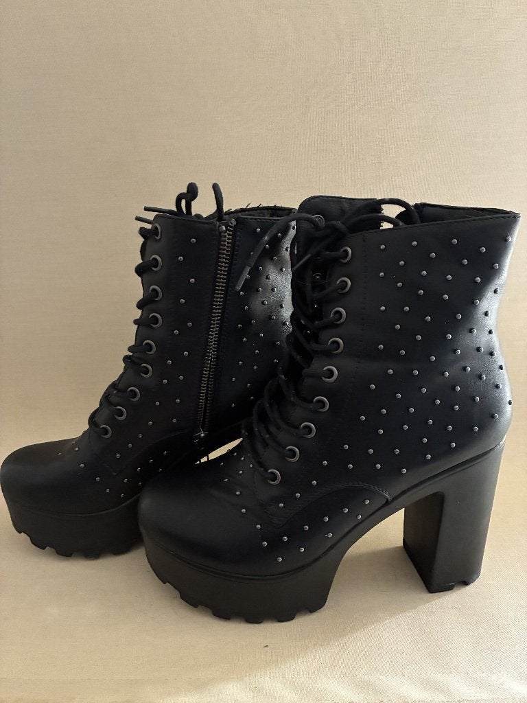 Zwarte platform laarzen met studs, Verzenden, Zwart, Lage of Enkellaarzen, Nieuw