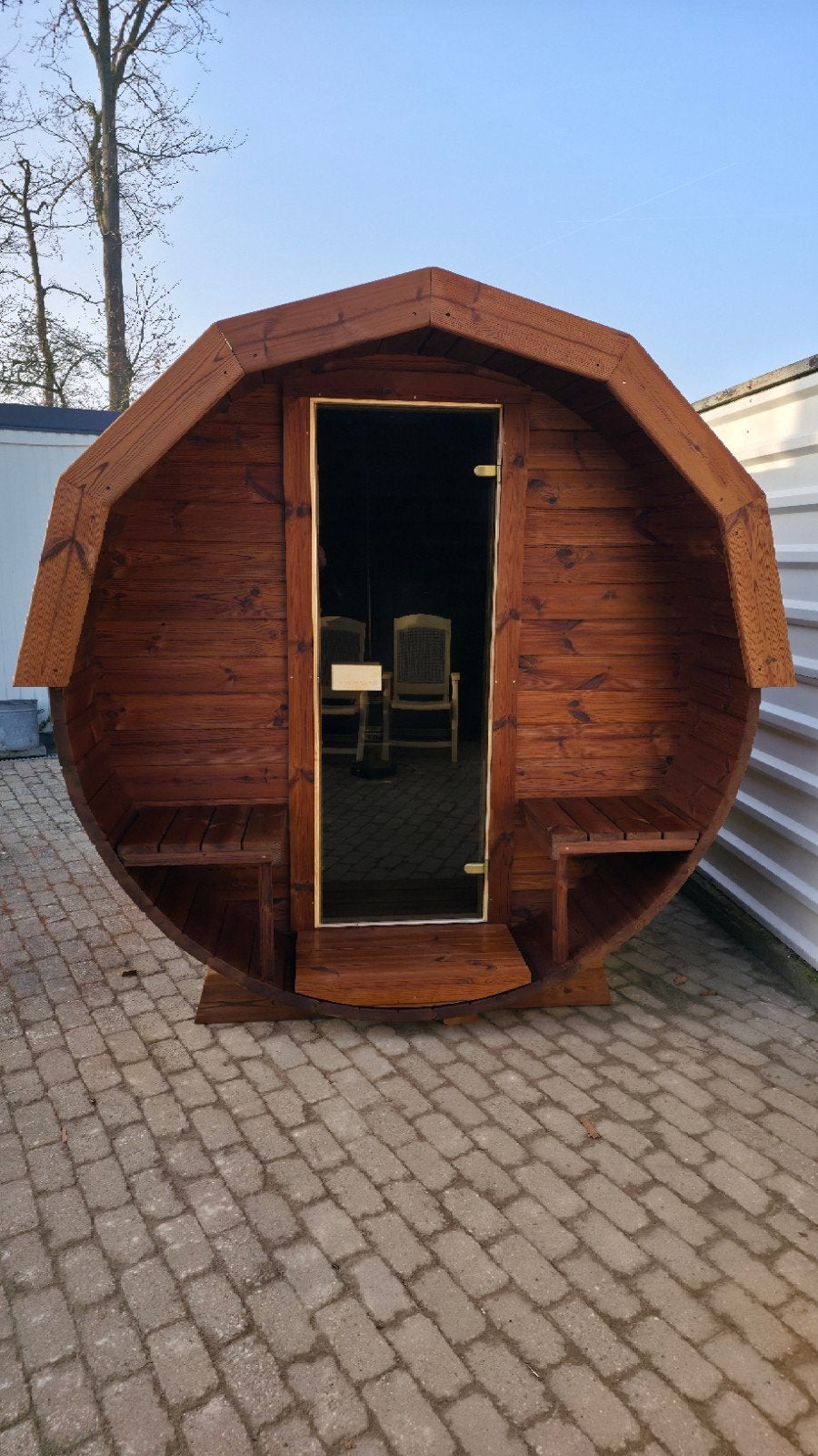 2,5M Barrel Sauna Gratis Levering en Plaatsing, Sport en Fitness, Verzenden, Nieuw, Fins of Traditioneel, Complete sauna