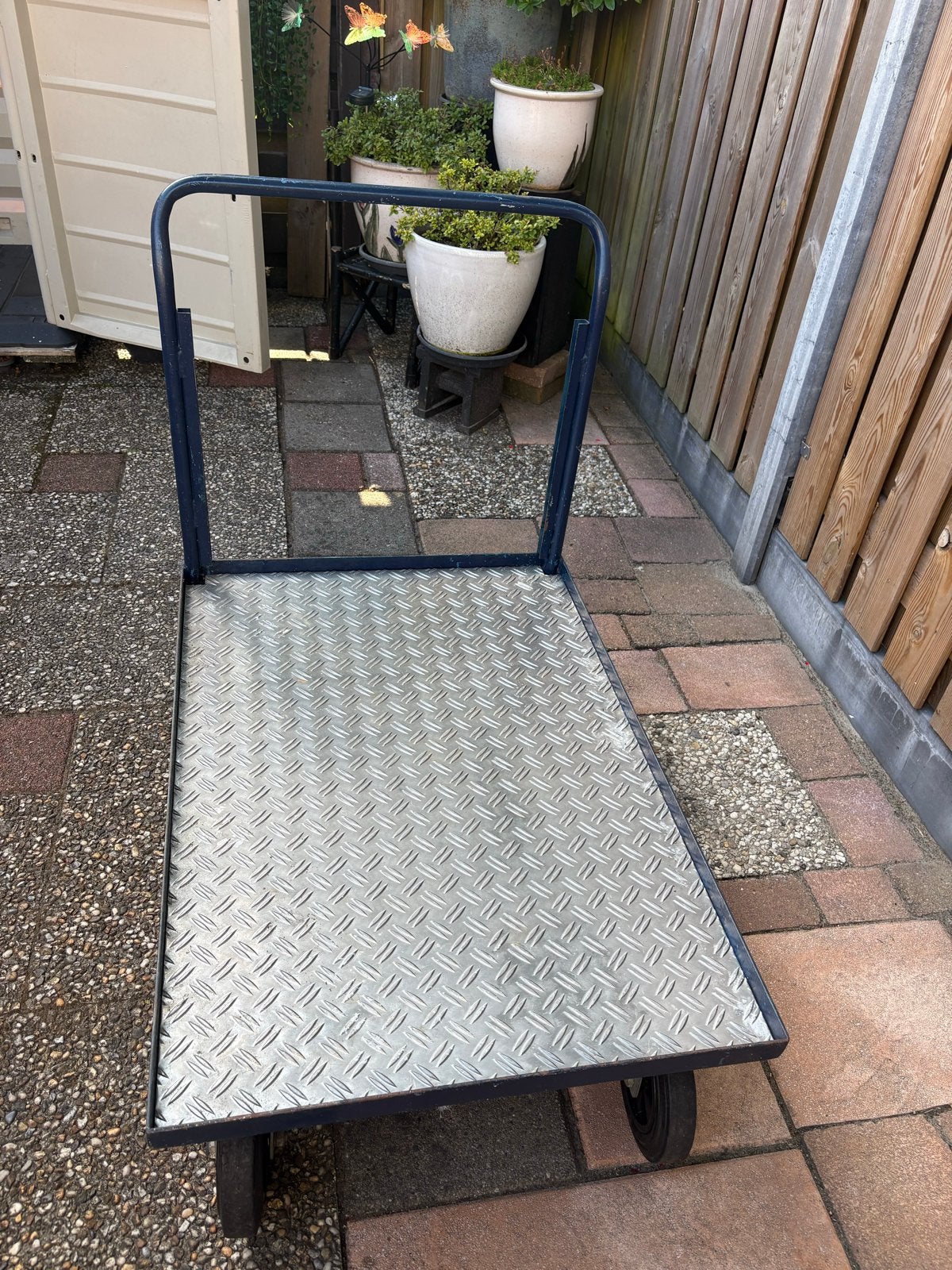 Stevige transportkar met metalen plateau, 100 liter of meer, Ophalen, Gebruikt, Transportkar