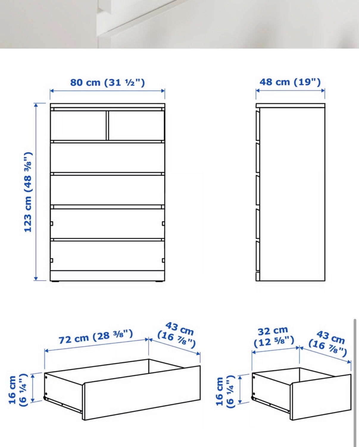 IKEA Malm ladekast - Wit, 6 lades ZSM gratis ophalen, Huis en Inrichting, Kasten | Ladekasten, Ophalen, Gebruikt, 5 laden of meer