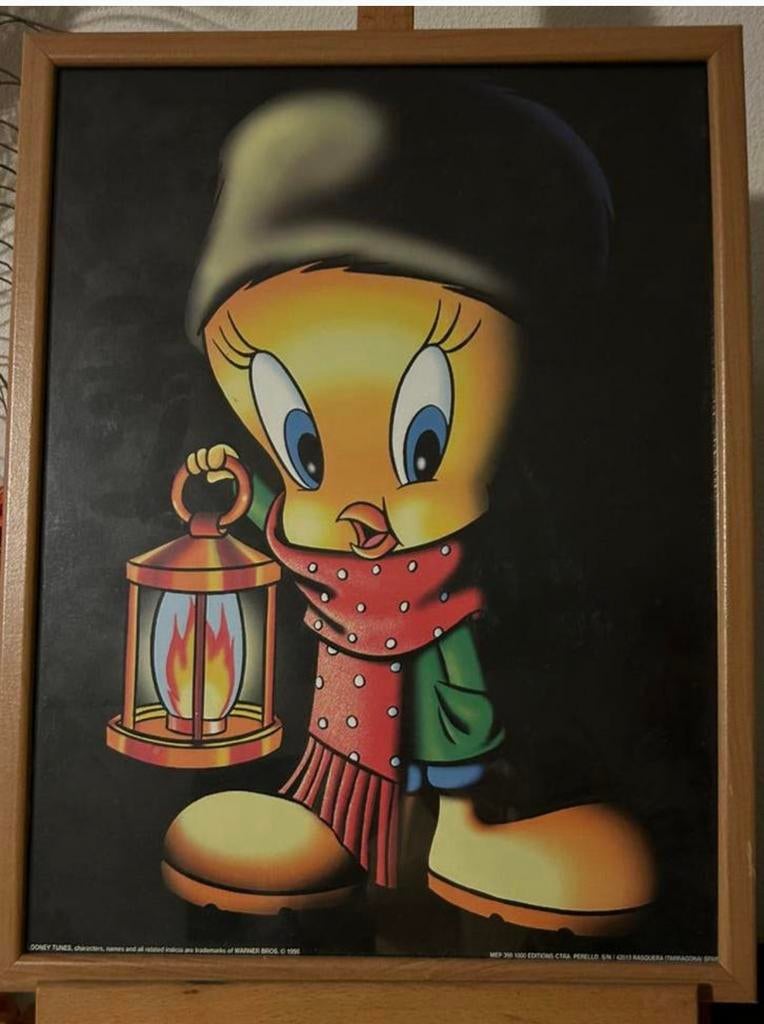 Prachtig ingelijste Tweety Looney Tunes 32x42 cm SPOTPRIJS!, Ophalen of Verzenden