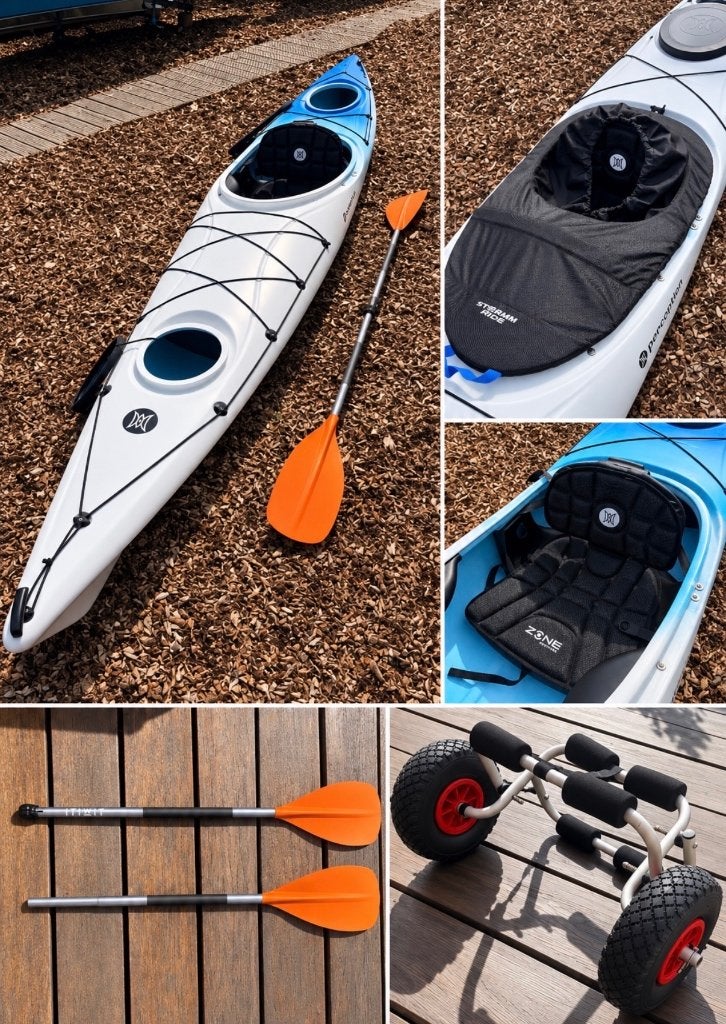Perception Carolina 14 Luxe kajak + zeer complete uitrusting, Watersport en Boten, Ophalen, Zo goed als nieuw, 1-persoons