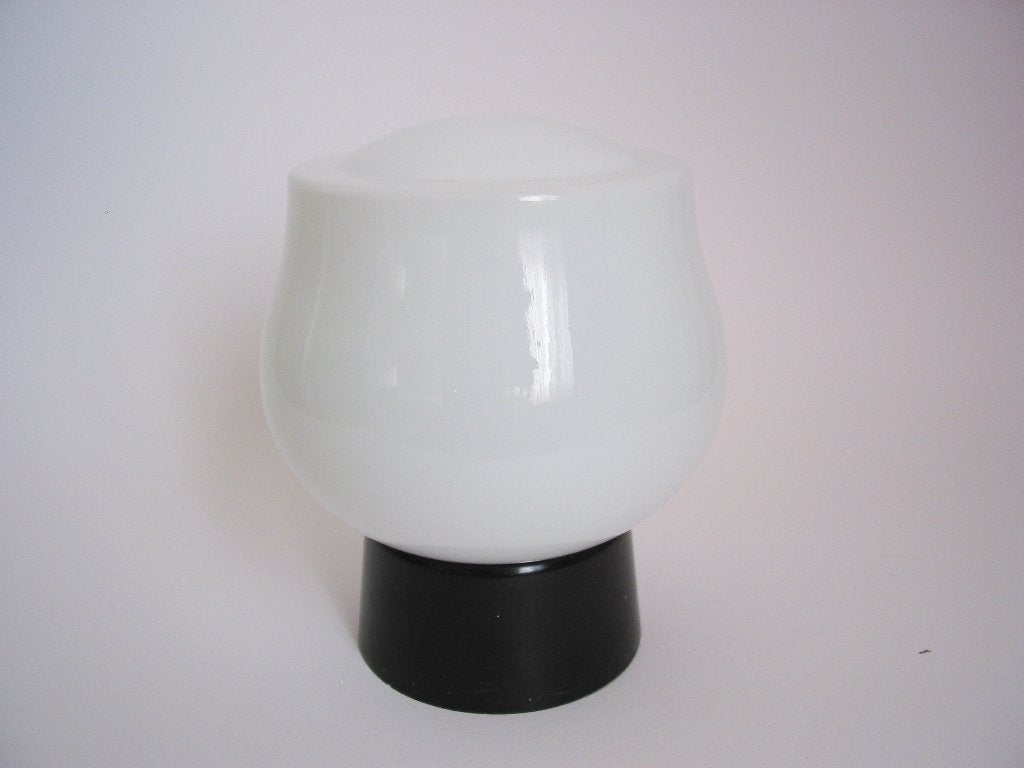Vintage plafondlamp variatie op Bol knop wit THABUR bakeliet, Glas, Gebruikt, Vintage, Plafondlamp