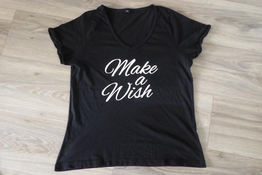 Pyjama shirt, dames / maat M / zwart / make a wish, Ophalen of Verzenden, Zo goed als nieuw, Maat 38/40 (M)