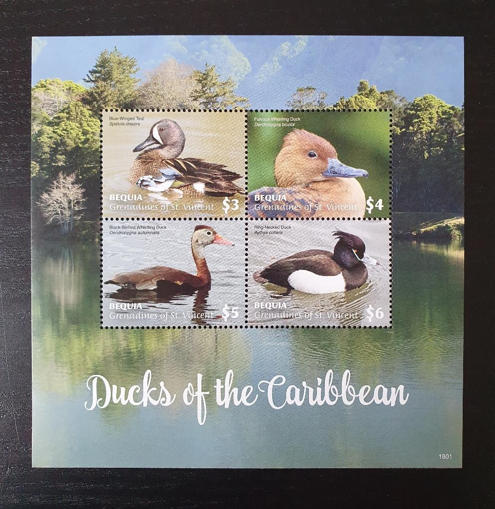 Bequia 2018 Vogels Eend Michel 1122-1125 postfris, Verzenden, Postfris, Dier of Natuur