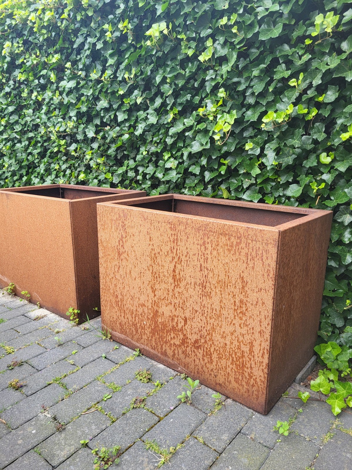 Cortenstaal plantenbakken - 2 stuks, Tuin en Terras, Ophalen, Gebruikt, Balkon, Metaal
