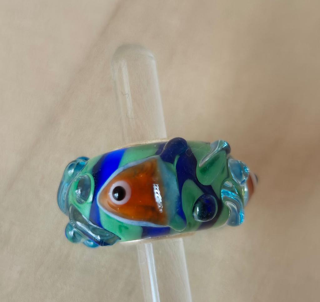 Trollbeads Uniek Fish CC, Sieraden, Tassen en Uiterlijk, Bedels, Overige merken, Glas of Kristal, Nieuw, Ophalen of Verzenden