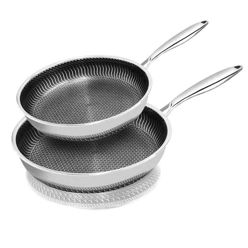 2-delige Koekenpannenset Honeycomb Cookware Roestvrij-staal, Ophalen of Verzenden, Nieuw, Rvs