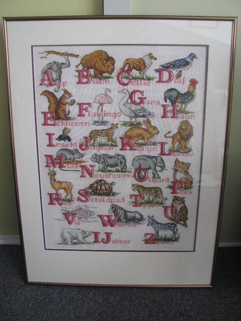 Het ABC * dieren & vogels * 61 x 81 cm * ophalen voor € 35 *, Ophalen, Zo goed als nieuw, Ingelijst, Wanddecoratie