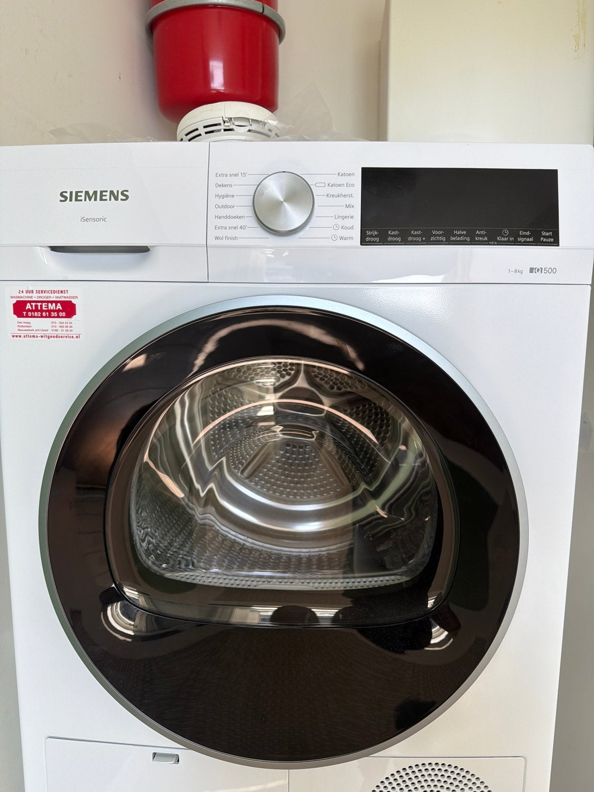 Siemens iQ300 wasmachine+Siemens iQ500 warmtepompdrog (8 kg), Ophalen, 1200 tot 1600 toeren, 8 tot 10 kg, Zo goed als nieuw