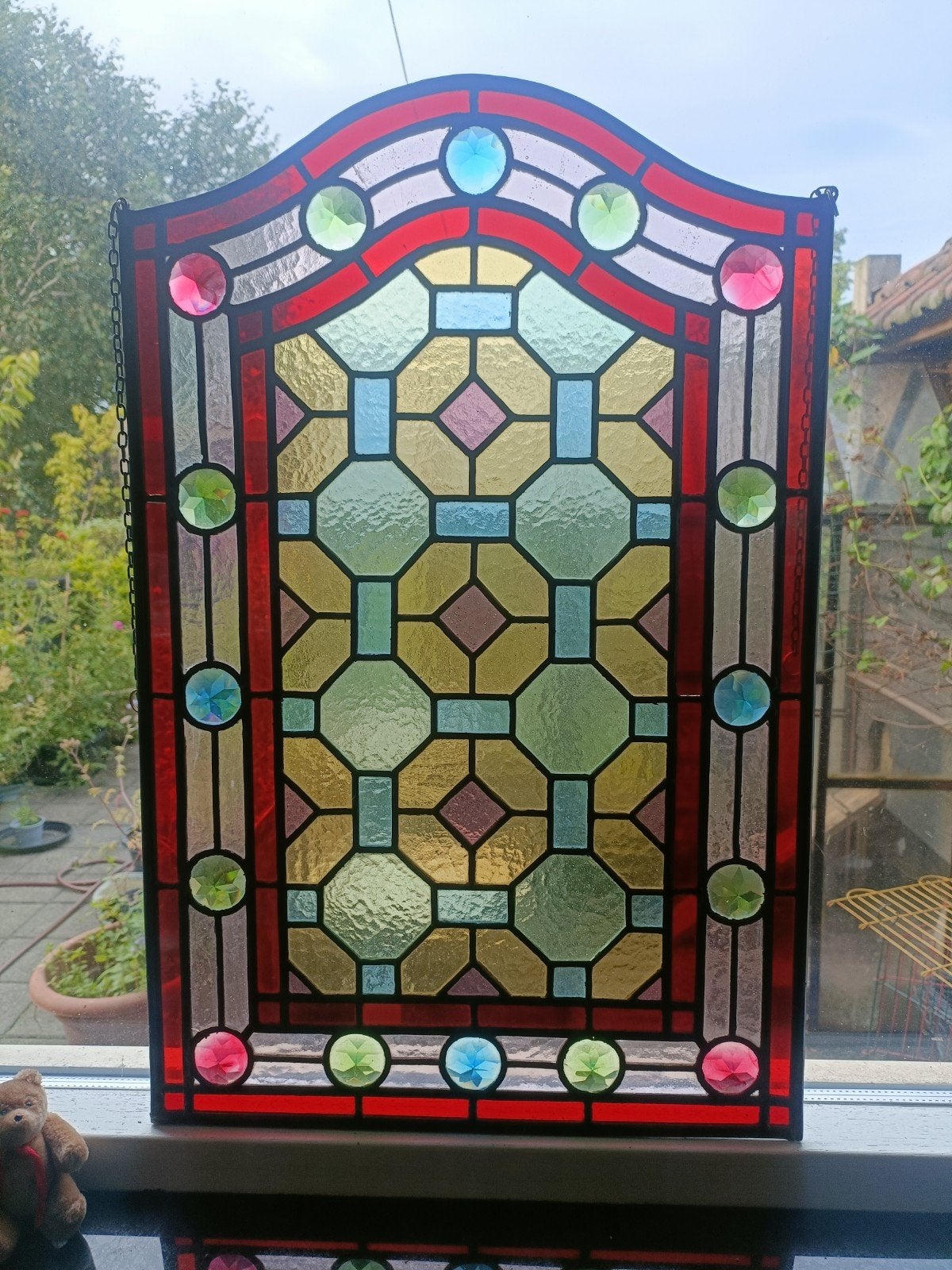 Prachtig glas in lood raam -  raam hanger glasinlood, Ophalen, Minder dan 80 cm, Overige typen, Zo goed als nieuw