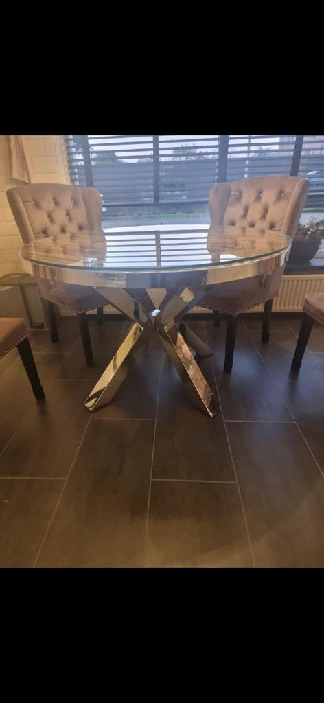 Rofra Home Ronde Eettafel, Huis en Inrichting, Ophalen, Gebruikt, Rond, Glas