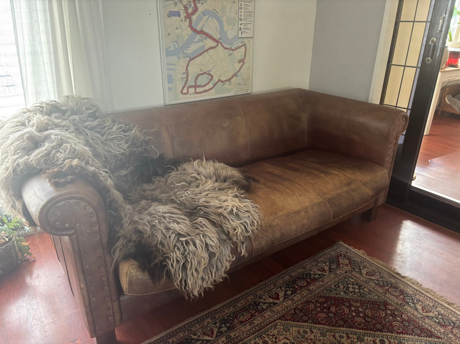 Te koop Baxter bank, Huis en Inrichting, Ophalen, Gebruikt, Driepersoons, Leer
