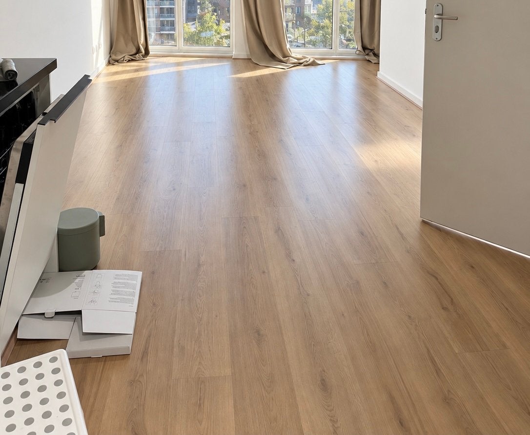 Laminaat vloer ca. 45 m² – zelf uithalen, Huis en Inrichting, Ophalen, Zo goed als nieuw, 25 tot 50 m², Beige