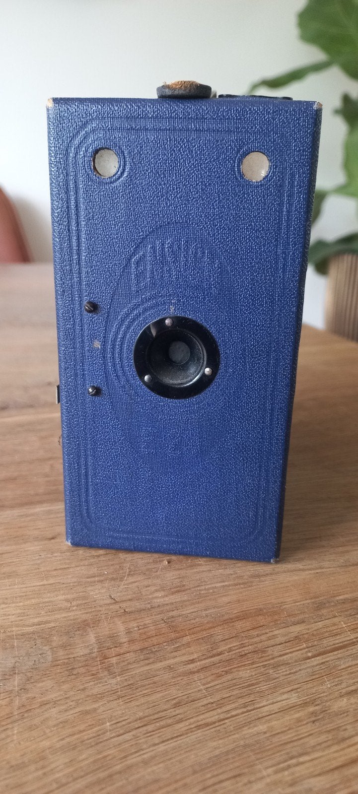 Vintage Houghton-Butcher Ensign Box Camera - Blauw, Ophalen of Verzenden, Gebruikt, Compact, Overige Merken