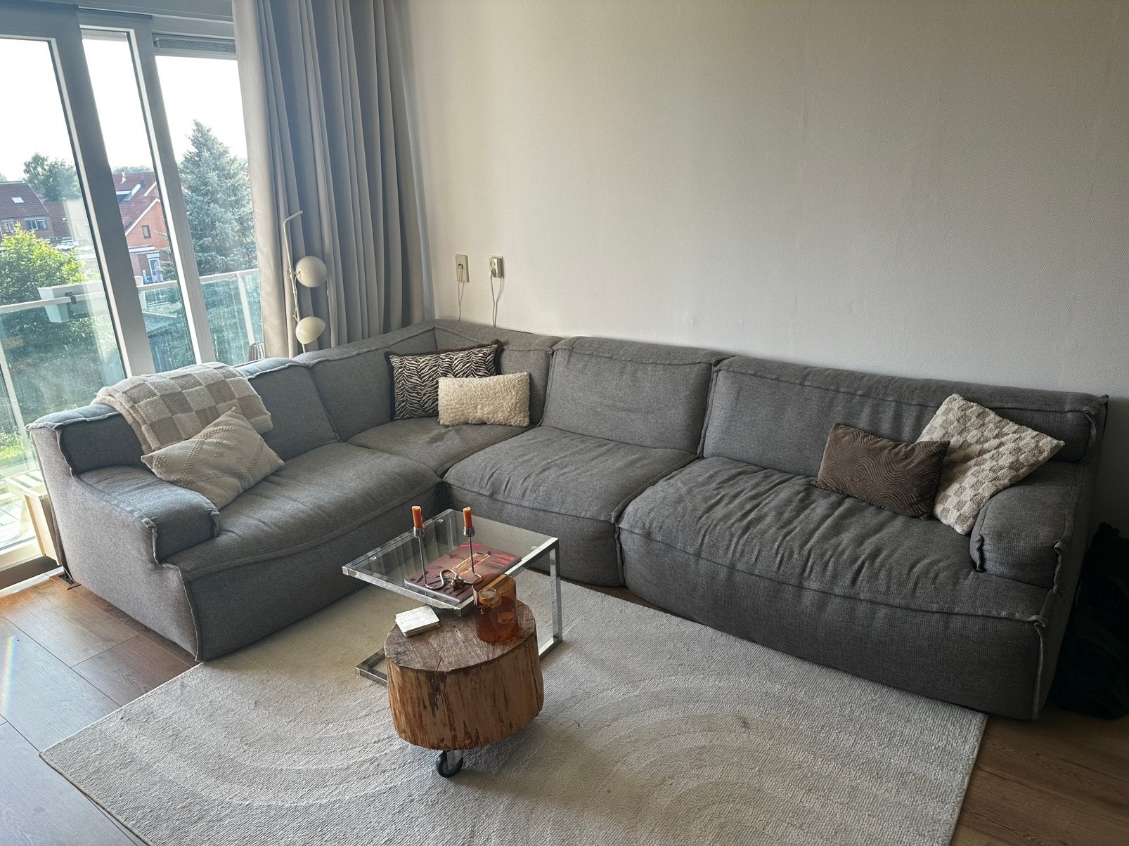 Hoekbank grijs, Huis en Inrichting, Banken | Bankstellen, Ophalen, Gebruikt, Hoekbank, 300 cm of meer